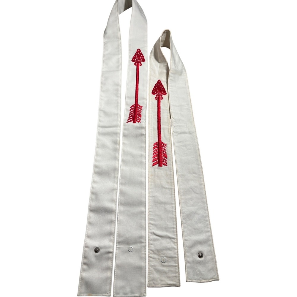 Lot of 2 Vintage Boy Scouts Order of the Arrow Sashes White Red Embroidered BSA